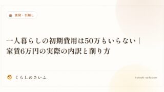 一人暮らしの初期費用は50万もいらない|家賃6万円の実際の内訳と削り方