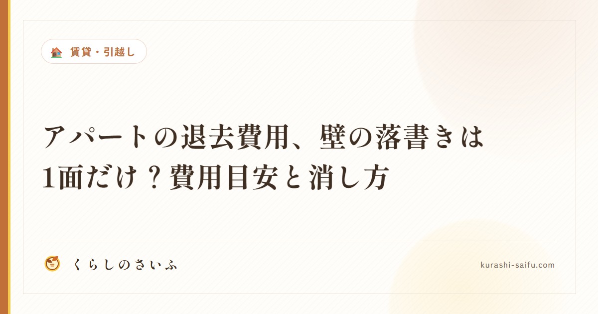アパートの退去費用、壁の落書きは1面だけ？費用目安と消し方